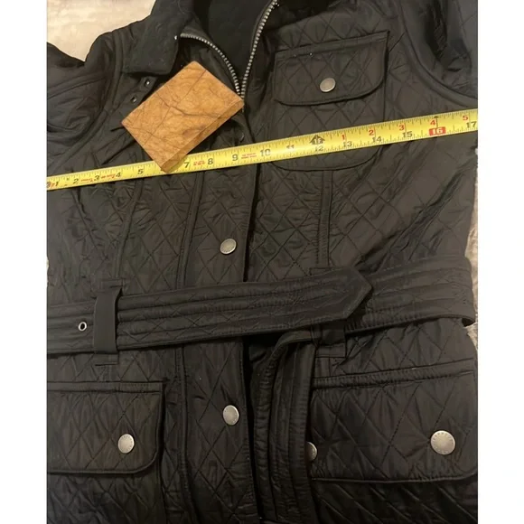Barbour Black Quilted Belted Utility Technical Funnel Neck Lightweight Jacket 4 - Picture 8 of 13